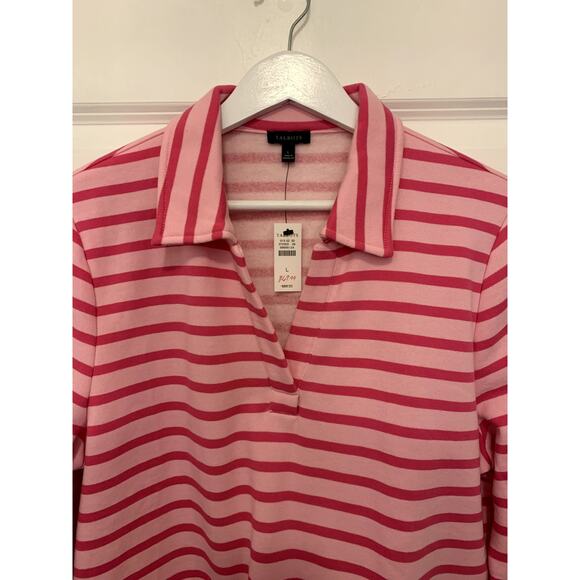 NWT Talbots Women's Pink Striped Sweatshirt L - Picture 4 of 5